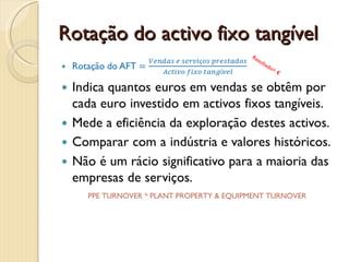 Prazo médio de pagamentoPrazo médio de pagamento =Fornecedores sem IVACusto diário das vendas e fornecimentos e serviços externosIndica o tempo médio de pagamento a fornecedores.É um rácio crítico para a gestão de tesouraria.Difere muito consoante a actividade, região, época do ano, conjuntura económica.Pode afectar prazos de entrega, preços, linhas de crédito. Resultado= Nr. diasPRAZO MÉDIO DE COBRANÇA * DAYS PAYABLE OUTSTANDING * AVERAGE COLLECTION PERIOD