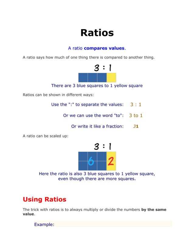 Ratiose Examples Ratios | PDF