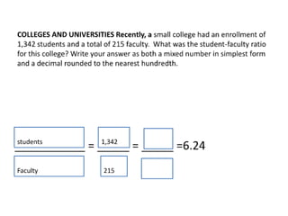 Ratios and proportions