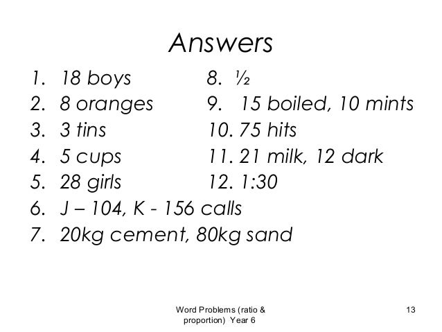 Ratio Questions Y6