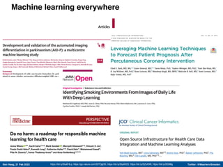 Den Haag, 21 Feb 2022 Twitter: @MaartenvSmeden
Machine learning everywhere
https://bit.ly/2ka0HLq; https://go.nature.com/33TQgO6; https://bit.ly/2kp6X23; https://bit.ly/2lZuKWt; https://bit.ly/2lI298g
 