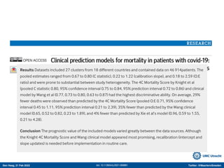 Den Haag, 21 Feb 2022 Twitter: @MaartenvSmeden
doi: 10.1136/bmj-2021-069881
 