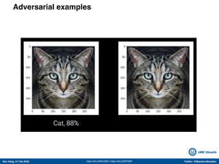 Den Haag, 21 Feb 2022 Twitter: @MaartenvSmeden
Adversarial examples
https://bit.ly/2N4mQFo; https://bit.ly/2W7X9rF
 