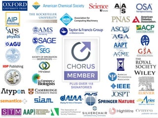 Advancing	Public	Access	to	Research		|		www.chorusaccess.org	
PLUS OVER 118
SIGNATORIES
 