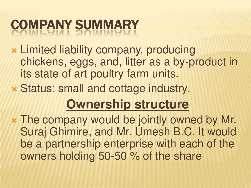 sample of a business plan on poultry farm