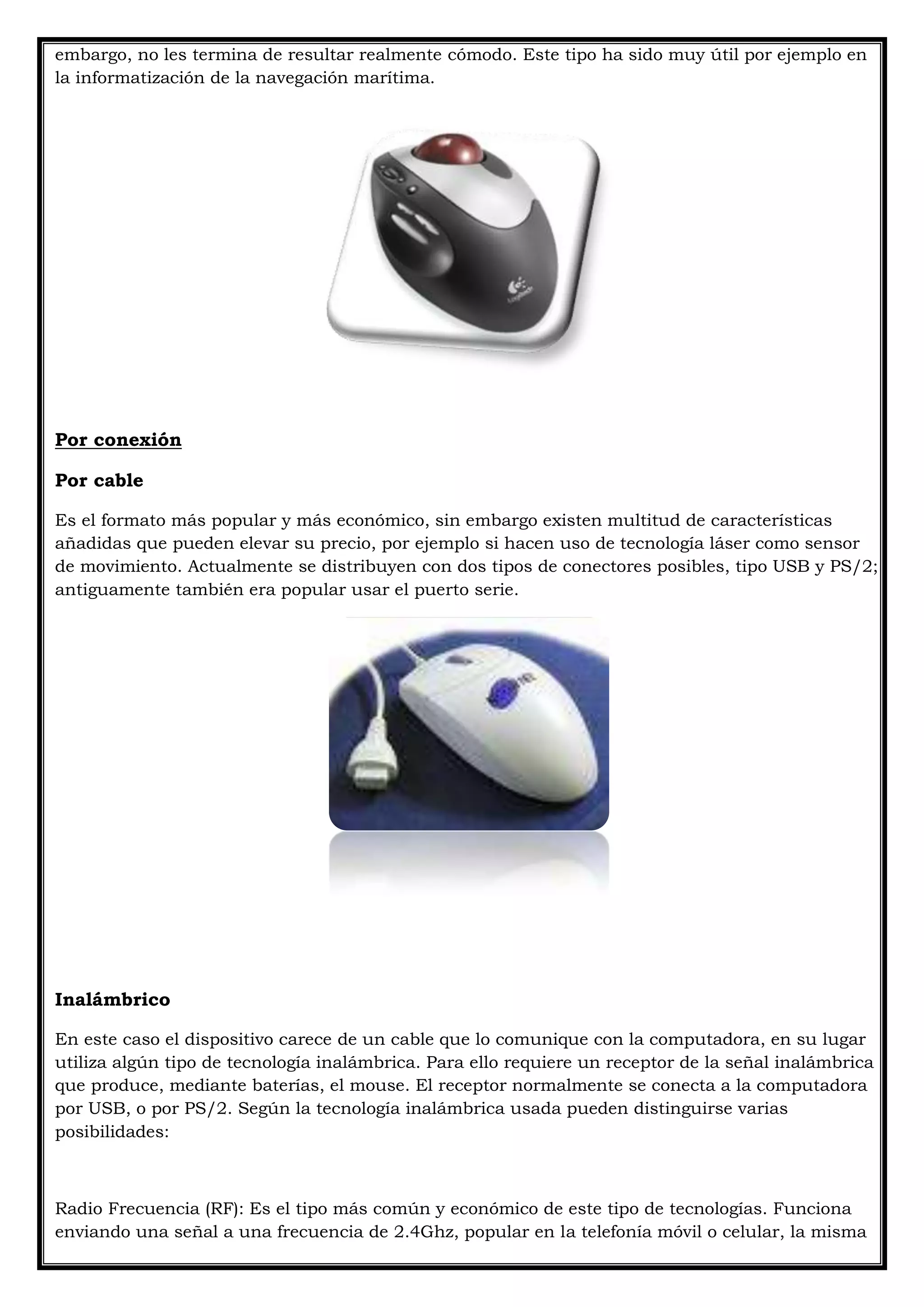 clases de mouses | DOCX | Computing | Technology & Computing
