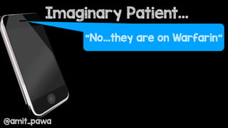Imaginary Patient…
@amit_pawa
“No…they are on Warfarin”
 
