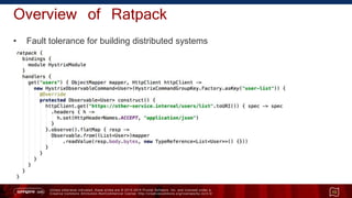 Unless otherwise indicated, these slides are © 2013 -2015 Pivotal Software, Inc. and licensed under a
Creative Commons Attribution-NonCommercial license: http://creativecommons.org/licenses/by-nc/3.0/
Overview of Ratpack
• Fault tolerance for building distributed systems
13
 