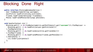 Unless otherwise indicated, these slides are © 2013 -2015 Pivotal Software, Inc. and licensed under a
Creative Commons Attribution-NonCommercial license: http://creativecommons.org/licenses/by-nc/3.0/
Blocking Done Right
35
 