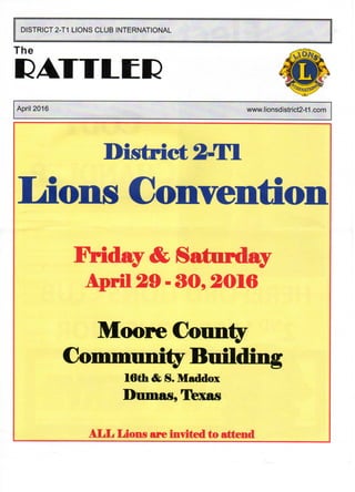 District 2-T-1 Lions Convention in Dumas, Texas