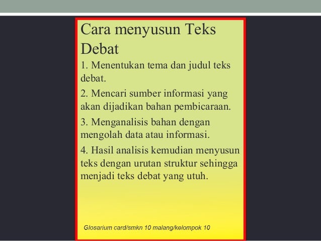 Glosarium Card Teks Debat Ratu Yunika X Mm 3 Vocsten Malang