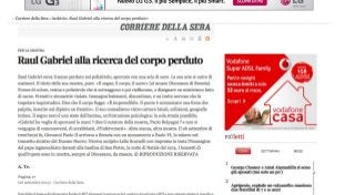  "Raul gabriel alla ricerca del corpo perduto", Corriere della Sera 28 09 2014