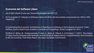 CC-By 3.0 Steven Fruitsmaak
Economia del Software Libero
●
più di 300 miliardi di euro per l’economia Europea nel 2012 [1]...
