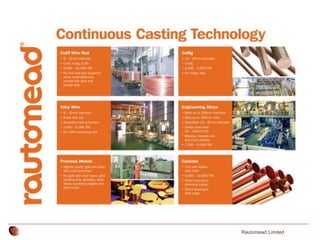 Continuous Casting Technology

Compiled Oct 2013 BF

Rautomead Limited

 