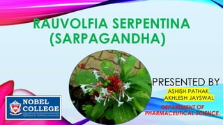 RAUVOLFIA SERPENTINA (SARPAGANDHA) brief introduction and their ...