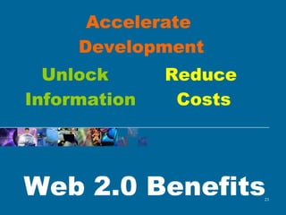 Web 2.0 Benefits Unlock Information Reduce  Costs Accelerate  Development 