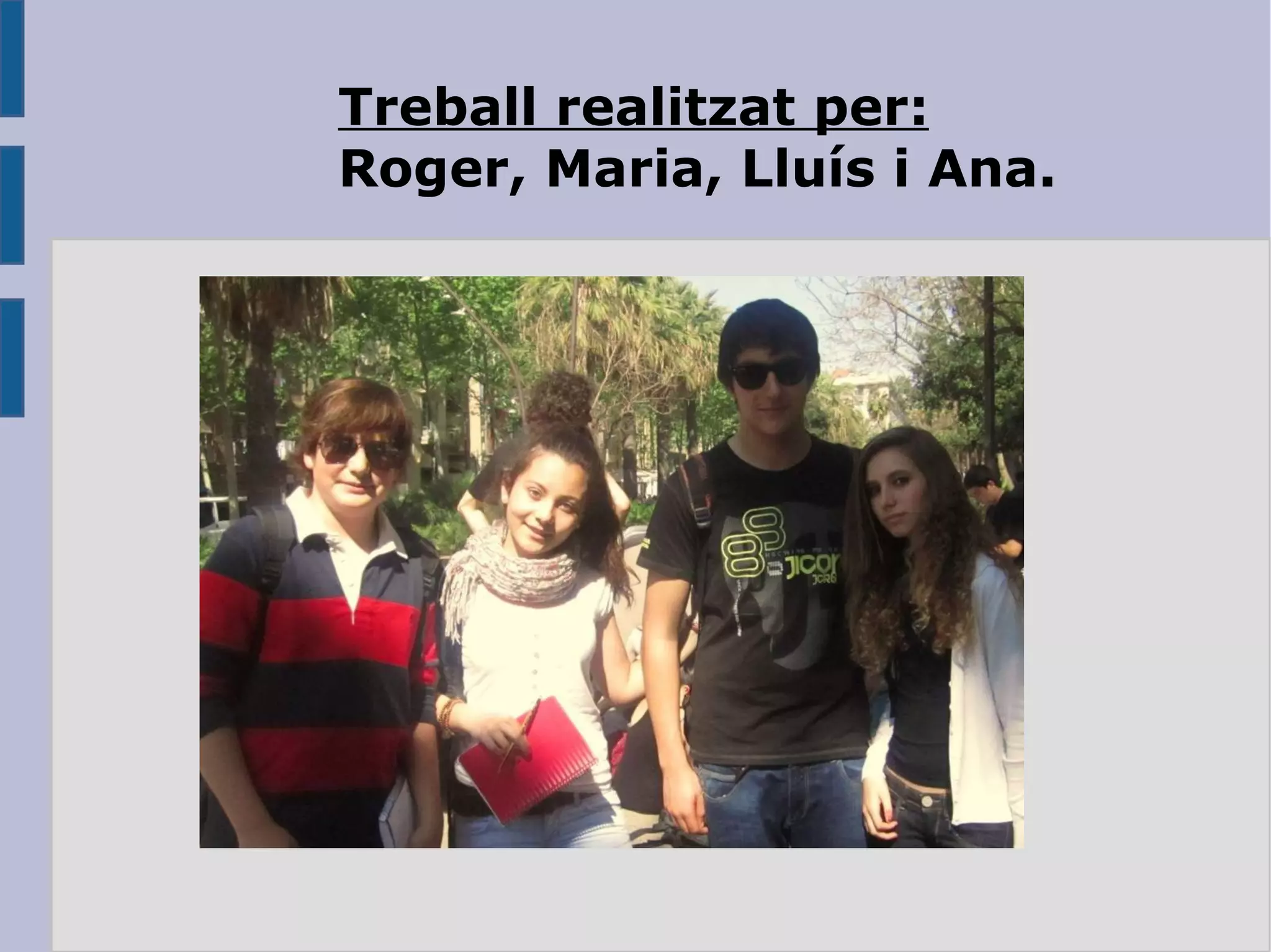 Treball realitzat per: Roger, Maria, Lluís i Ana. 