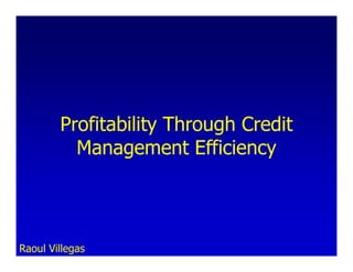 Profitability Through Credit
          Management Efficiency



Raoul Villegas
 