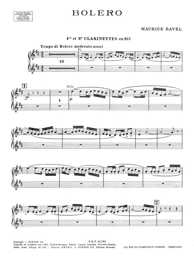 Ravel Bolero Clarinete 1 E 2