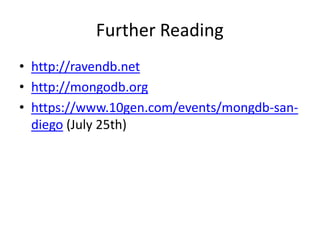 NoSQL Shootout: RavenDB vs MongoDB | PPT