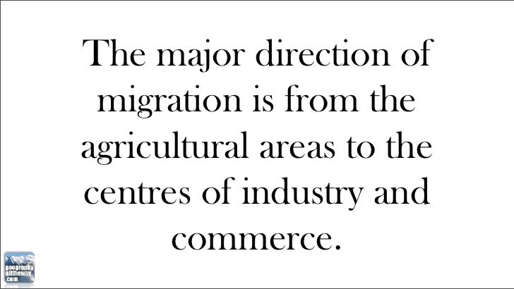 the major direction of migration ravenstein s laws of migration