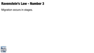 Ravenstein’s Law - Number 3
Migration occurs in stages.
 