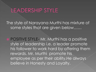 In 1981, he founded Infosys with six other software professionals. He served as president of the National Association of Software and Service Companies, INDIA from 1992 to 1994.Under his leadership, Infosys was listed on NASDAQ in 1999. He served as the Executive Chairman of the Board and Chief Mentor from 2002 to 2006.Infosys was also ranked No. 14 among the most respected companies in the world by Reputation Institute's Global Pulse 2008.