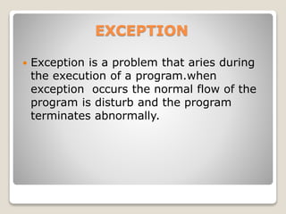 Exception handling in java | PPT