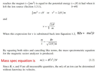 (= eV)
Mass spec equation is
 