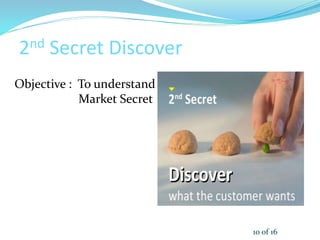2nd Secret Discover
Objective : To understand
Market Secret
10 of 16
 