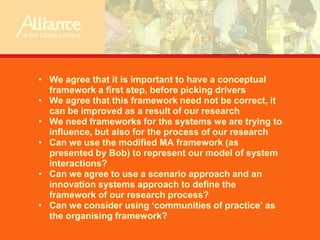 What I have heard …Linking research to address drivers of change in the ESA region