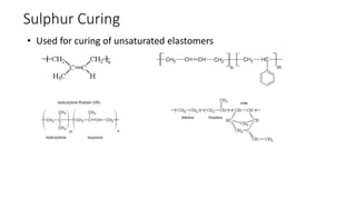 Sulphur Curing
• Used for curing of unsaturated elastomers
 