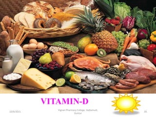 VITAMIN-D
20
Vignan Pharmacy College, Vadlamudi,
Guntur
10/9/2015
 
