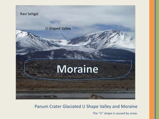 Panum Crater Glaciated U Shape Valley and MoraineThe “U” shape is caused by snow. Ravi SehgalU shaped Valley Moraine