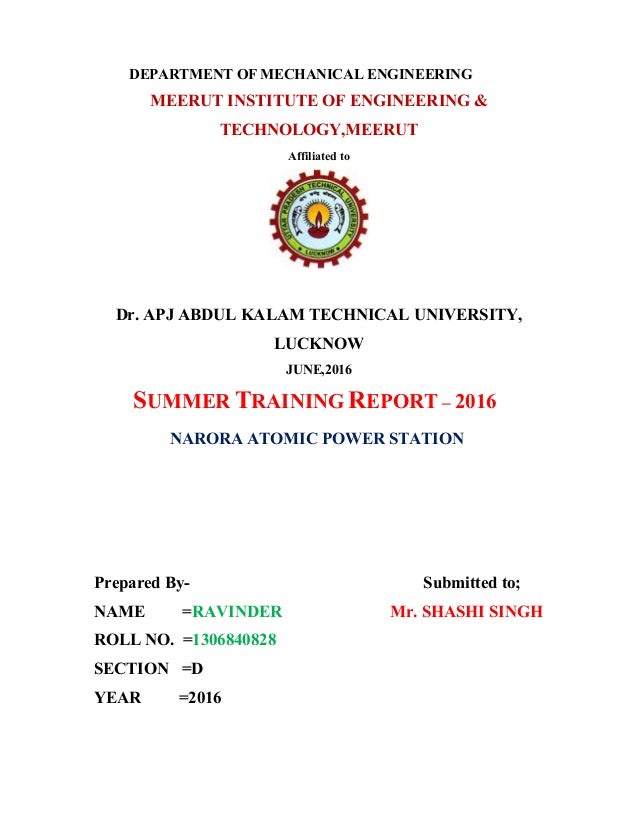 summer training report on nuclear power corporation of india
