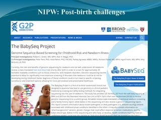NIPW: Post-birth challenges
 Existing analysis to explore:
 Genetic testing of children / minors has received ample
atte...