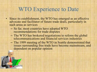 1980-1993: Protectionist TrendsThe world trading system came under strain during the 1980s and early 1990s becauseJapan’s economic success strained what had been more equal trading patternsPersistent trade deficits by the U.S caused significant problems in some industries and political problems for the governmentMany countries found that although GATT limited the use of tariffs, there were many other forms of intervention had the same effect that did not technically violate GATT 