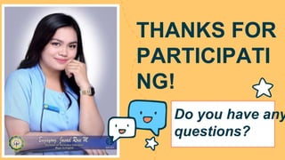 CREDITS: This presentation template was
created by Slidesgo, including icons by
Flaticon, and infographics & images by
Freepik.
THANKS FOR
PARTICIPATI
NG!
Do you have any
questions?
 