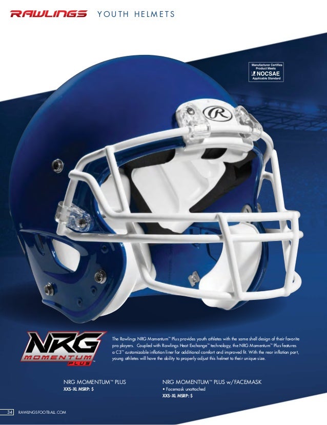 New Rawlings NRG Momentum football helmet youth XXS 2XS white facemask faceguard