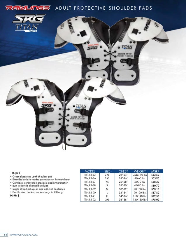 TP77 RAWLINGS TITAN SHOULDER PADS ADULT ALL SIZES