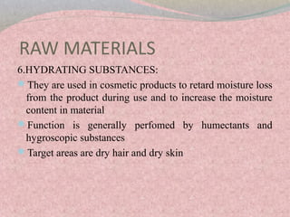 RAW MATERIALS USED IN COSMETICS BY ROOMA KHALID | PPT