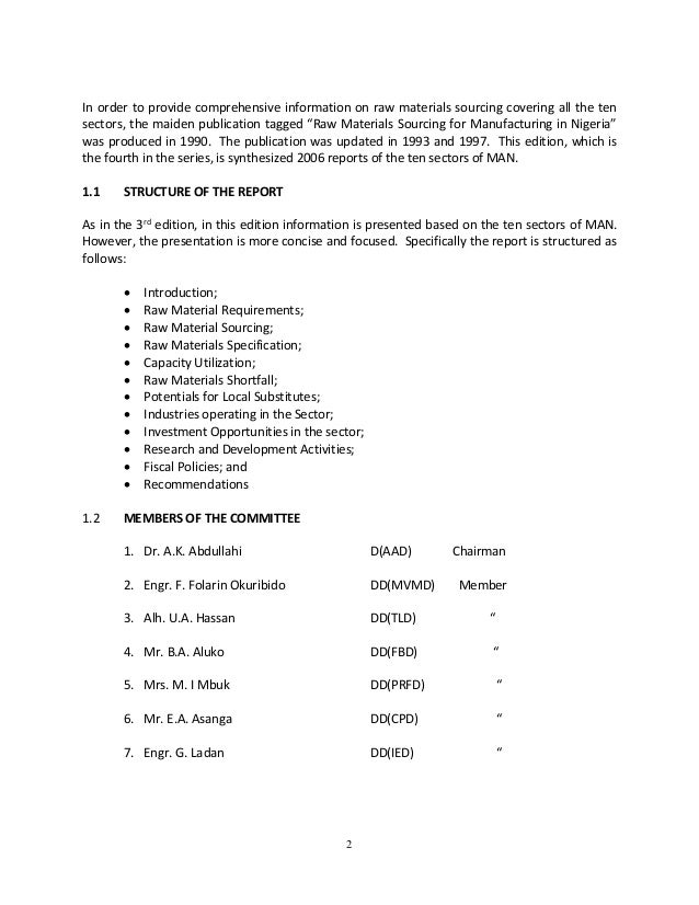 Raw materials and their uses