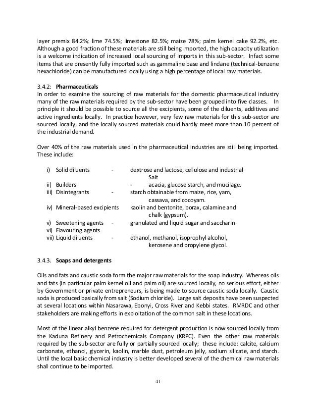 Raw materials and their uses