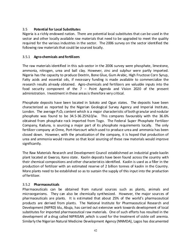 Raw materials and their uses
