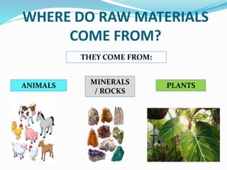 Raw materials finished products animals | PPT