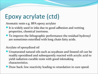 Raw materials for radiation curing inks | PPT