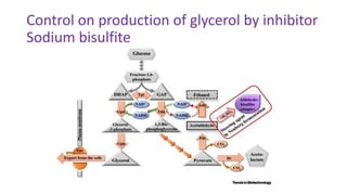 Control on production of glycerol by inhibitor
Sodium bisulfite
 