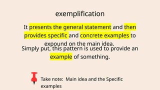 General Specific Pattern Example Writing Reading and writing skills-Patterns of text development.pptx