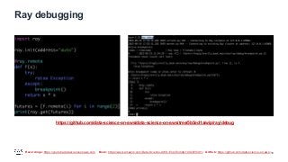 Recordings: https://youtube.datascienceonaws.com Book: https://www.amazon.com/Data-Science-AWS-End-End/dp/1492079391/ GitHub: https://github.com/data-science-on-aws/
Ray debugging
18
https://github.com/data-science-on-aws/data-science-on-aws/tree/5b5ed1a/wip/ray/debug
 