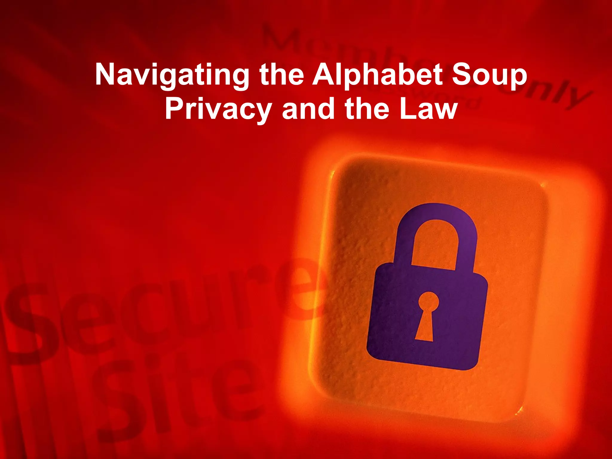 Navigating the Alphabet Soup Privacy and the Law 